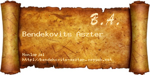Bendekovits Aszter névjegykártya